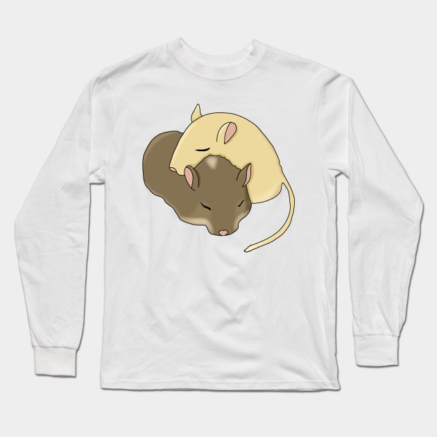 Two cute gerbils snuggled sleeping Long Sleeve T-Shirt by Becky-Marie